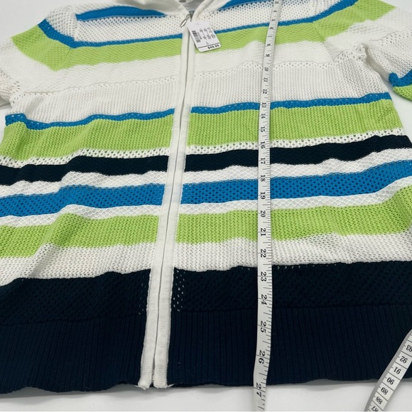 Christopher & Banks Striped Open-Knit Zip Hoodie – Size L – 100% Cotton – NWT - Picture 8 of 11